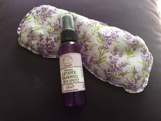 Picture of lavender-chamomile linen spray and eye pillow from The Lavender Farm at Woodstock