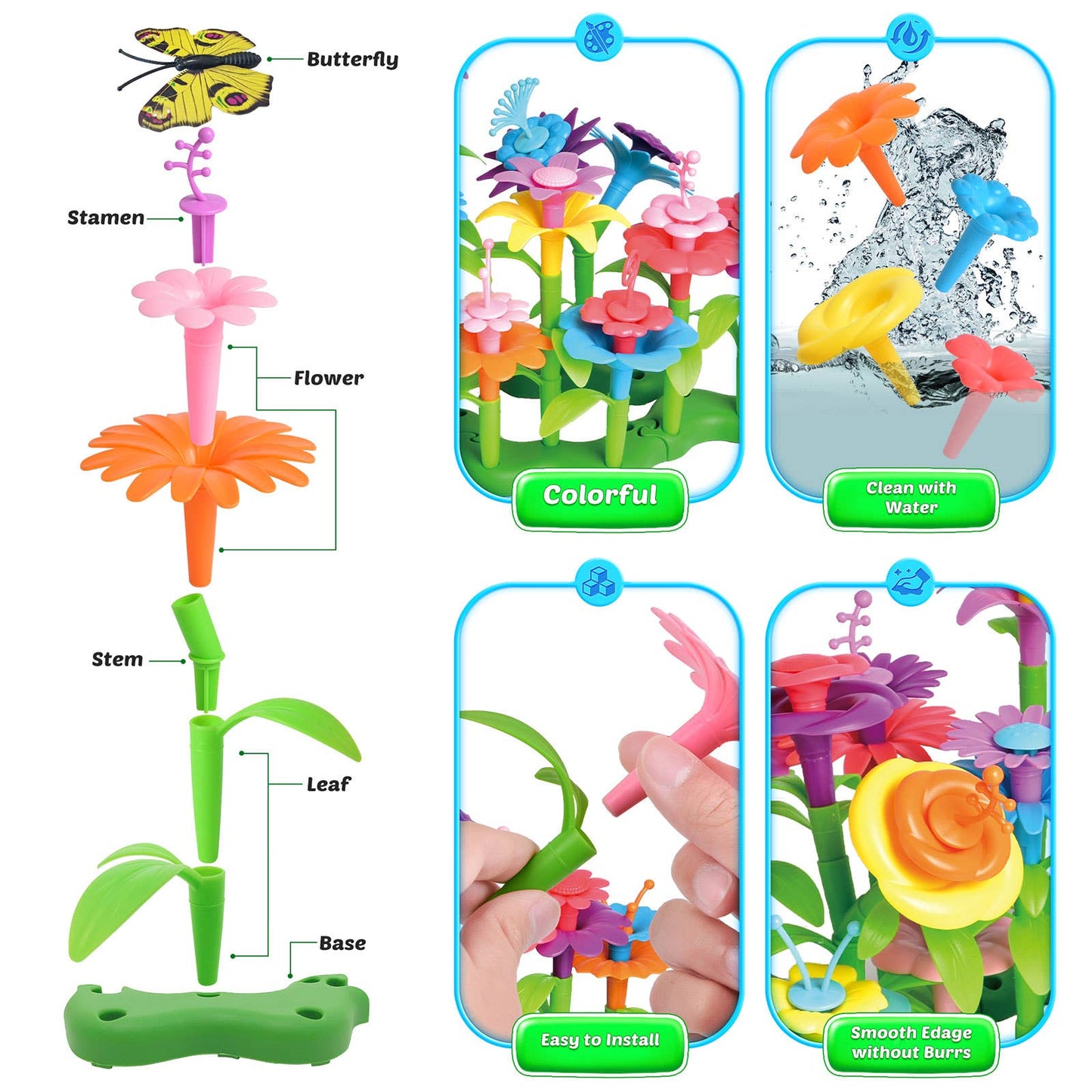 148PCS Garden Building Toys, Pretend Play, Preschool STEM